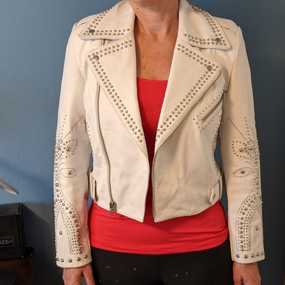white studded leather jacket